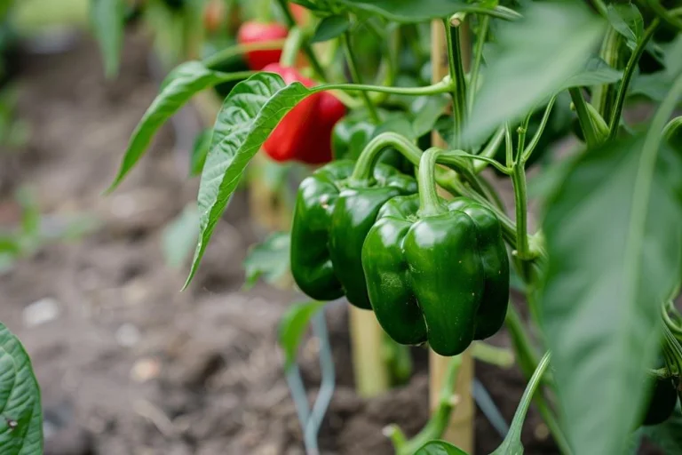 Poivron en croissance au potager