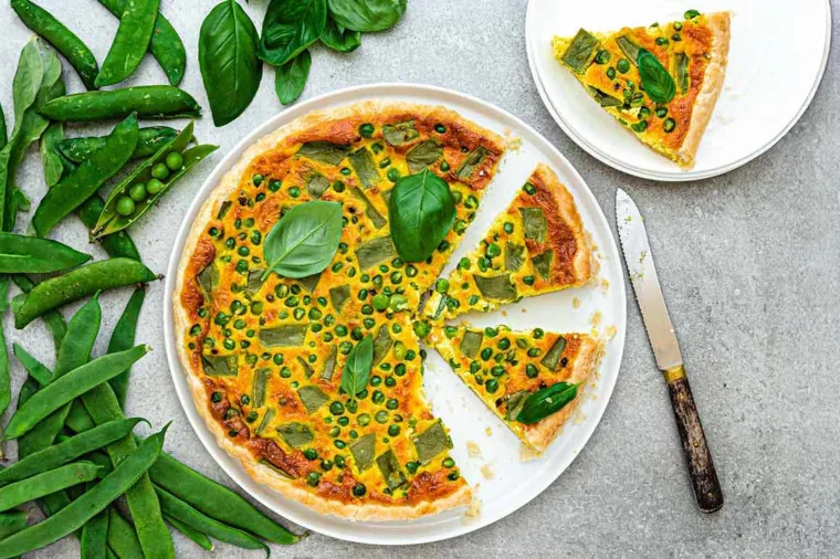 Quiche aux petits pois et mangetouts
